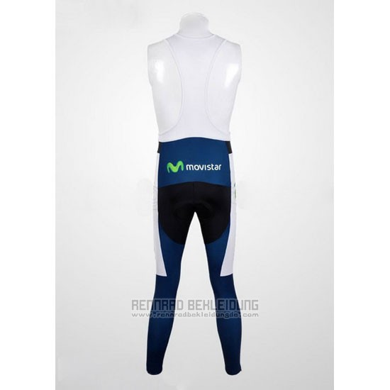 2012 Fahrradbekleidung Movistar Blau Trikot Langarm und Tragerhose